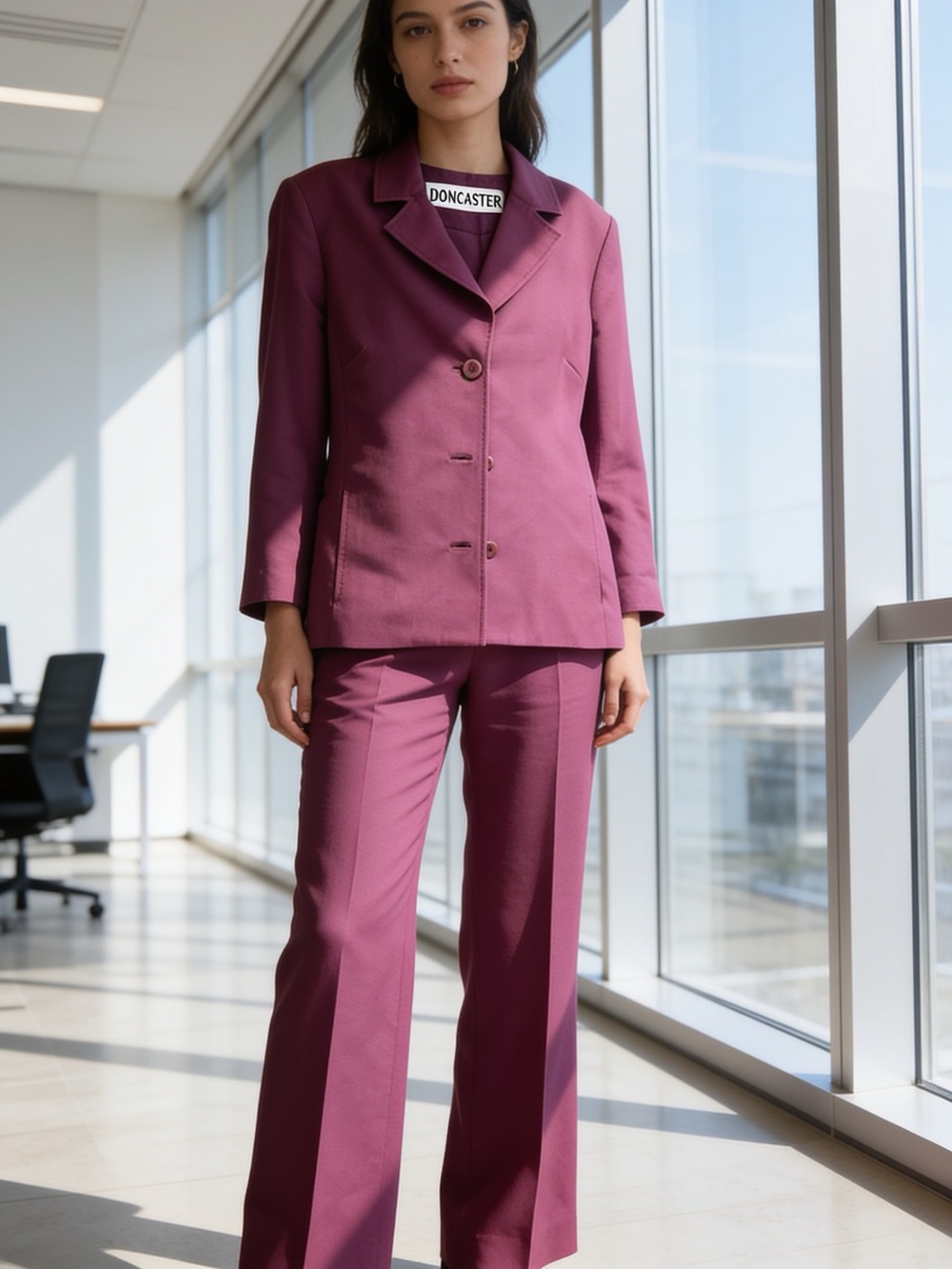 Doncaster Women's Plum Two-Piece Tailored Pantsuit